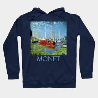 Red Boats at Argenteuil by Claude Monet Hoodie